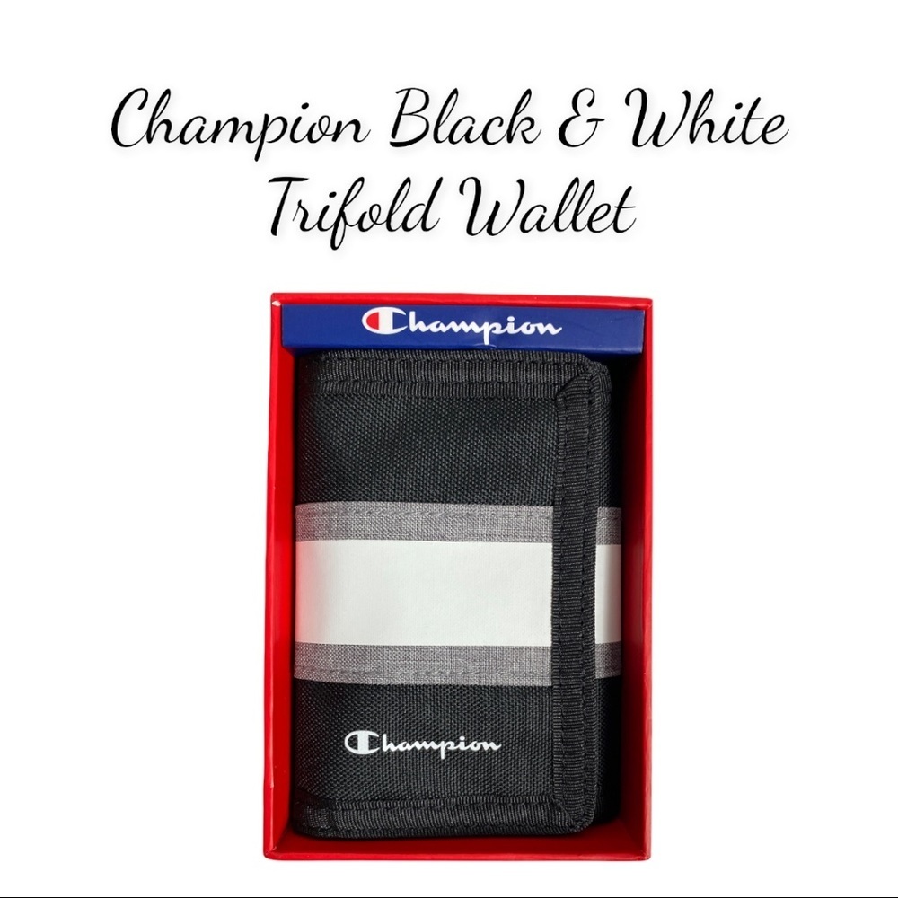 NWT Champion Pivot Black & White Trifold Wallet